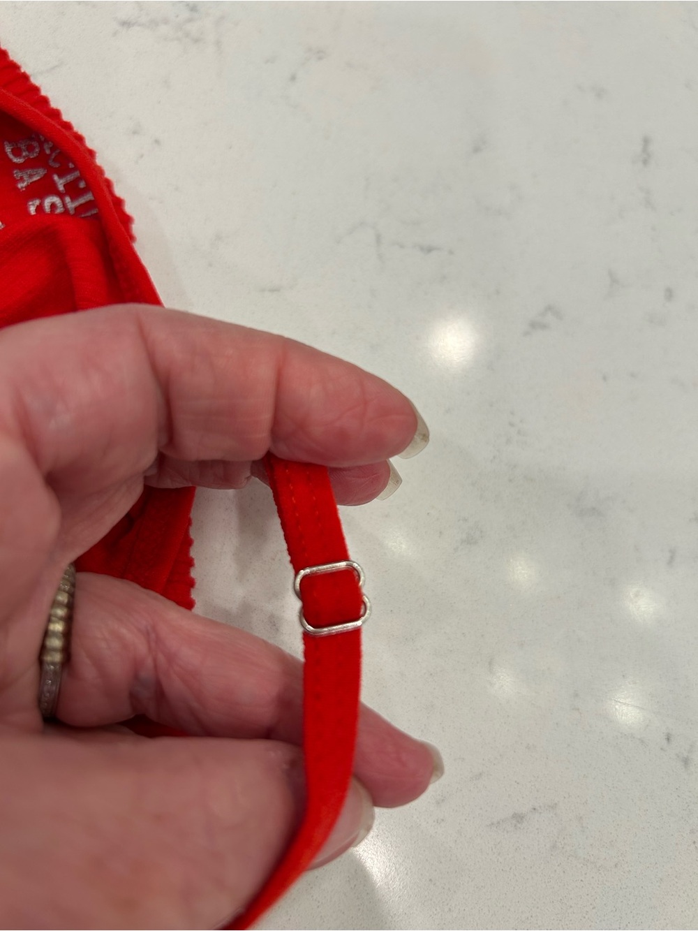 Active Basic Red Ribbed Lace-Trim Cami - Picture 6 of 6